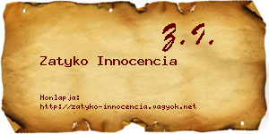 Zatyko Innocencia névjegykártya
